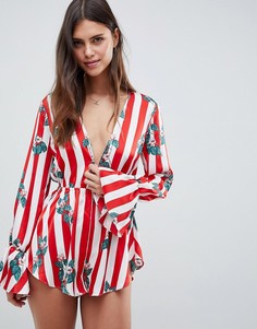 Ромпер в полоску с цветами ASOS DESIGN Premium - Мульти