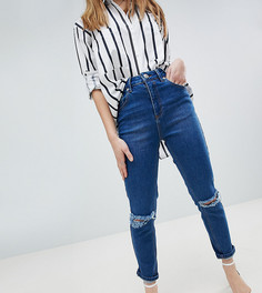 Узкие рваные джинсы в винтажном стиле с завышенной талией ASOS DESIGN Petite - Синий