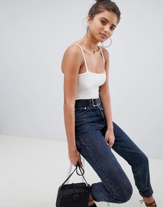 Боди в рубчик с квадратным вырезом PrettyLittleThing - Белый