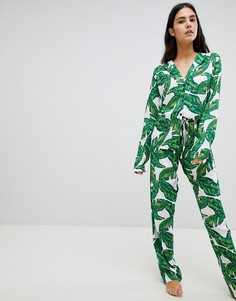 Рубашка с пижамой и брюками из 100% модала с принтом ASOS - Мульти