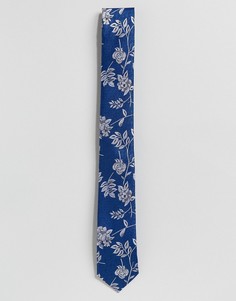 Синий галстук с цветочным принтом Burton Menswear - Синий