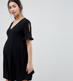 Свободное платье мини с оборкой на манжетах ASOS DESIGN Maternity - Черный