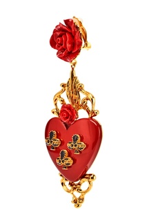 Серьги-клипсы с розами и сердцами Dolce&;Gabbana