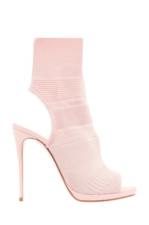 Розовые текстильные ботильоны Cheminene 120 Christian Louboutin