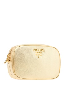 Поясная сумка из золотистой сафьяновой кожи Prada