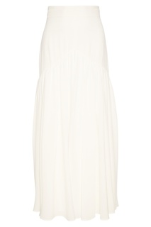 Белая шелковая юбка-макси Prada