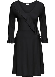 Платье с воланом (черный) Bonprix