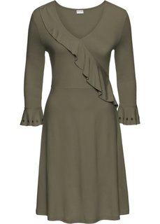 Платье с воланом (оливковый) Bonprix