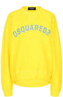 Однотонный хлопковый свитшот свободного кроя Dsquared2