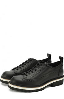 Кожаные дерби с брогированием на контрастной подошве Dsquared2