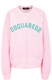 Однотонный хлопковый свитшот свободного кроя Dsquared2