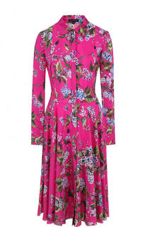 Шелковое платье-рубашка с цветочным принтом Escada