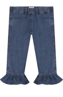 Укороченные джинсы с эластичным поясом и оборками Il Gufo