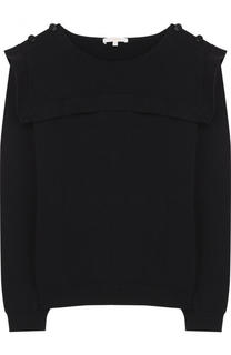 Хлопковый пуловер с оборкой Chloé