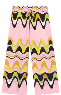 Брюки свободного кроя из смеси полиэстера и шелка с принтом Emilio Pucci