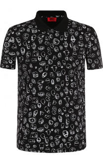 Хлопковая поло с принтом HUGO