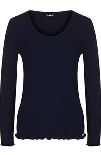 Однотонный приталенный пуловер с круглым вырезом DKNY
