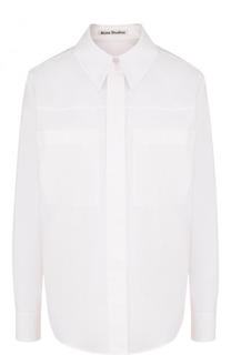 Однотонная шелковая блуза с накладными карманами Acne Studios