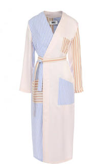 Хлопковое платье-миди с запахом Mm6