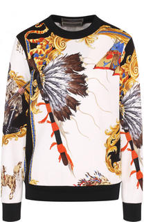 Хлопковый свитшот с принтом и круглым вырезом Versace