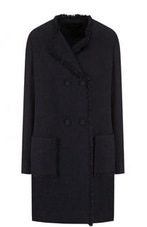 Двубортное буклированное пальто с бахромой Windsor