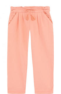 Хлопковые брюки прямого кроя на кулиске Chloé