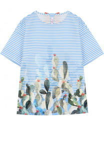 Хлопковый топ свободного кроя с принтом Il Gufo