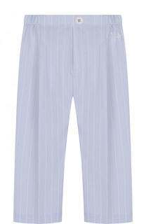 Хлопковые брюки прямого кроя в полоску с эластичной вставкой на поясе Il Gufo