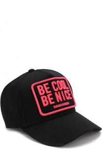 Хлопковая бейсболка с вышивками Dsquared2