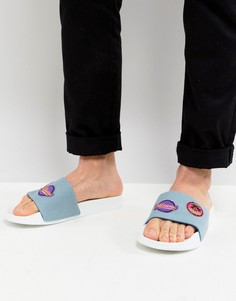 Шлепанцы с джинсовым верхом и нашивками ASOS - Белый