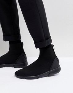 Черные трикотажные кроссовки-слипоны с манжетой в стиле носка ASOS - Черный
