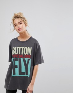 Футболка с графическим принтом и надписью Button Your Fly Levis - Темно-синий