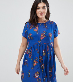 Свободное платье с цветочным принтом Brave Soul Plus - Синий