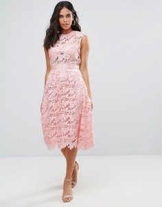 Кружевное платье миди Forever Unique - Розовый