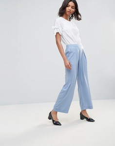 Креповые широкие брюки Neon Rose - Синий