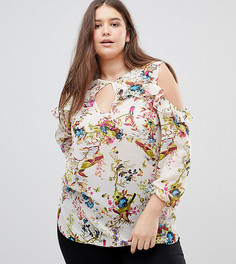Блузка с цветочным принтом и оборками Lovedrobe - Мульти