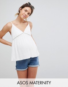 Топ на бретелях с кружевной вставкой ASOS MATERNITY - Белый