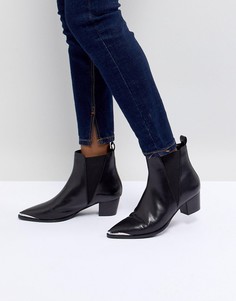 Черные кожаные ботинки с отделкой в стиле вестерн Office Azalea - Черный