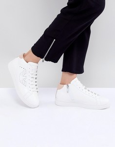 Высокие кроссовки на шнуровке с логотипом Emporio Armani Punch Hole - Белый