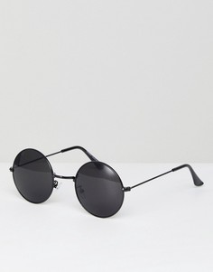 Солнцезащитные очки в круглой оправе с черными стеклами 7x - Черный