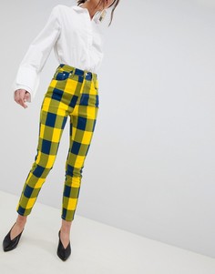 Желтые клетчатые джинсы в винтажном стиле с завышенной талией узкого кроя ASOS DESIGN Farleigh - Мульти