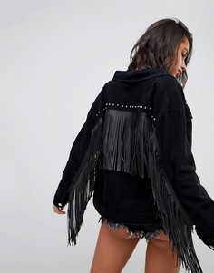 Джинсовая куртка с кисточками и заклепками Missguided - Черный