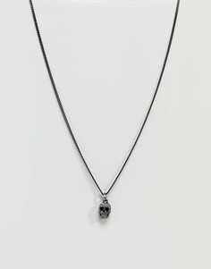 Ожерелье с подвеской-черепом и черными камнями Swarovski от Simon Carter - Черный