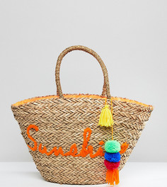 Пляжная соломенная сумка с вышивкой South Beach Sunshine - Мульти