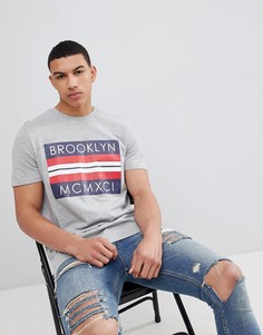 Серая меланжевая футболка с надписью Brooklyn New Look - Серый