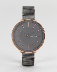 Часы 38 мм цвета пушечной бронзы с сетчатым браслетом Skagen SKW2689 Karolina - Черный
