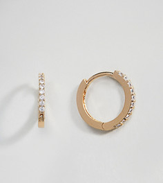 Золотистые серьги-кольца с кристаллами Orelia - Золотой