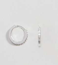 Посеребренные серьги-кольца с кристаллами Orelia - Серебряный