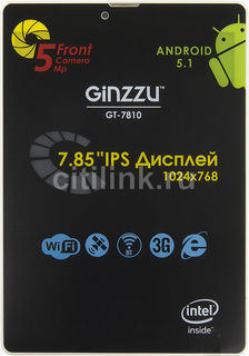 Планшет GINZZU GT-7810, 1GB, 8GB, 3G, Android 5.1 белый [00-00000626]