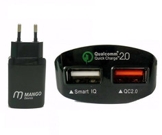 Зарядное устройство Mango Device 2xUSB Ports with Qiuck Charge 2.0 Black MD-WCH-09B